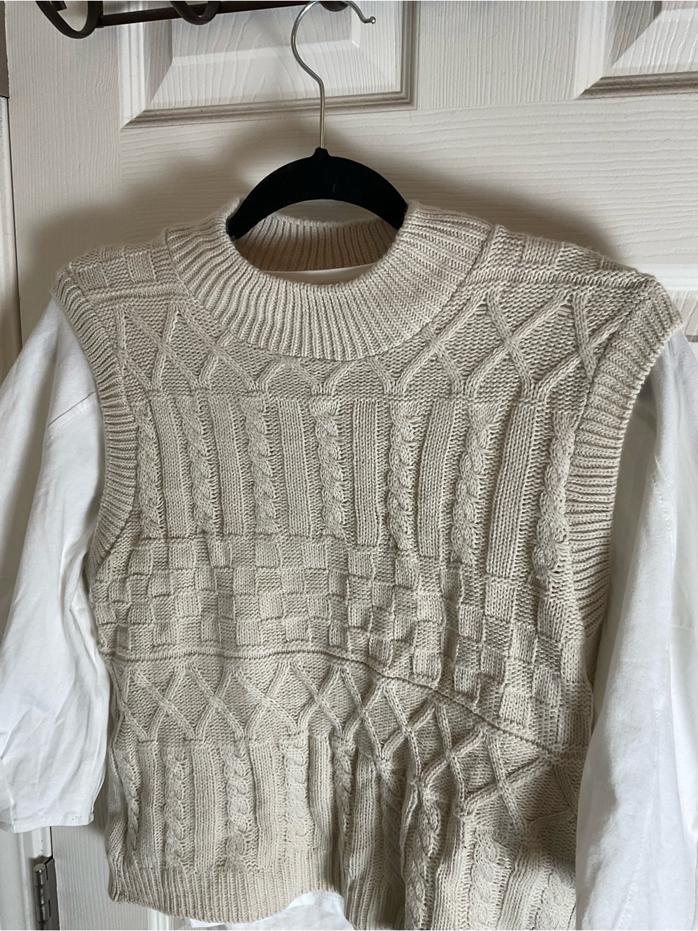 Zara Knit Sweater Vest Layered White Top Medium M - Picture 5 of 9